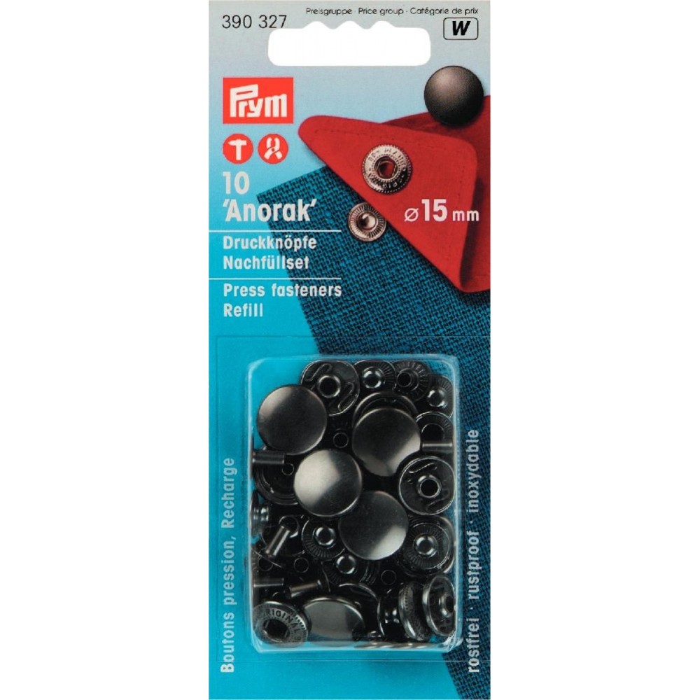 Druckknöpfe für Anorak schwarz 15 mm Nachfüllpackung Druckknöpfe für Anorak schwarz 15 mm Nachfüllpackung