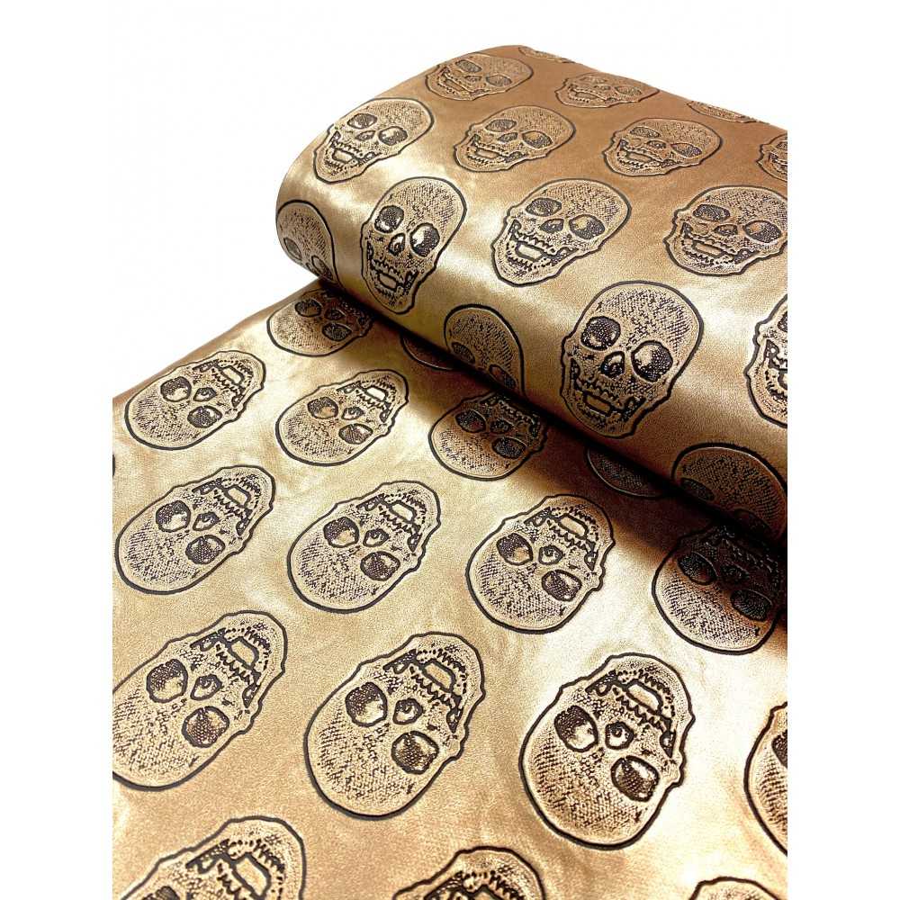 Kunstleder Totenkopf Gold Kunstleder Totenkopf Gold