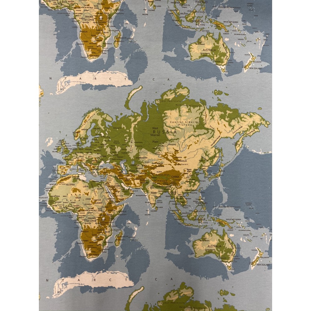 Dekostoff Weltkarte bunt, Kontinente