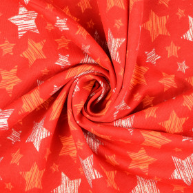 Sweatstoff Sterne Glitzer Rot Orange