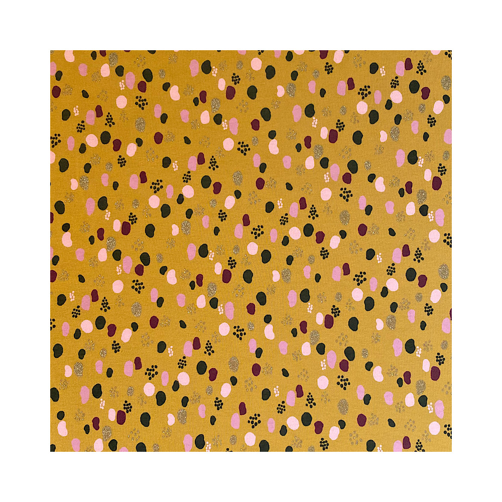 Jersey Farbklecks Punkte Glitzer Senf Jersey Farbklecks Punkte Glitzer Senf