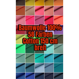 Hochwertiger Baumwollstoff UNI 100 % Baumwolle zum Nähen – ab 50 cm x 150 cm,