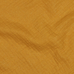 Musselin Stoff Uni mit Glitzer- Senfgelb – 9 Farben – 100% Baumwolle