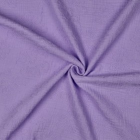 Bestickter Musselin mit Blumen Lila Double Gauze 100 % Baumwolle