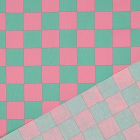 Beschichtete Baumwolle mit Vierecken in Pastellrosa und -grün