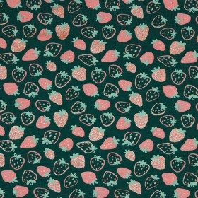 Jersey Erdbeeren glitzer grün - rosa
