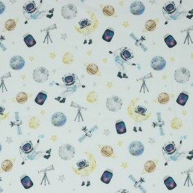 Poplin Stoff „Astronauten & Weltraum“