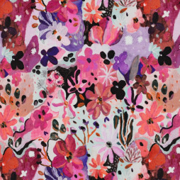 Hochwertiger Sweatstoff Pink – Digitaldruck Blumenmotive | Baumwolle & Elasthan | OEKO-TEX®