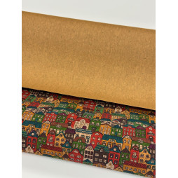 Hochwertiger Korkstoff bunte Häuser– DIY, Möbel & Dekor