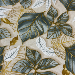 Dekostoff , Leinenstoff, Baumwollstoff Blätter