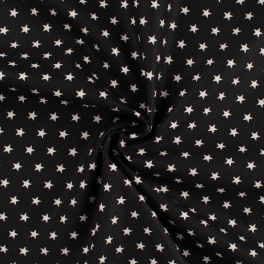 Baumwollstoff mit Sternen schwarz weiß
