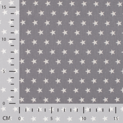 ⭐ Sternenstoff Grau-Weiß – Baumwolle, Oeko-Tex ⭐
