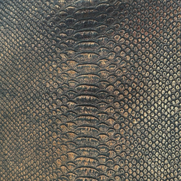 Kunstleder Schlangenimitat Metallic Bronze-Schwarz | Hochwertiges Metallic Kunstleder