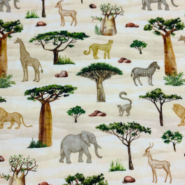 Safari Dekostoff Tiere Baumwolle – 140 cm | Zuschnitt ab 50 cm