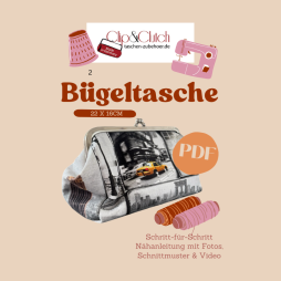 Sparset: Bügeltasche 22×16 cm mit Anleitung | Clip & Clutch