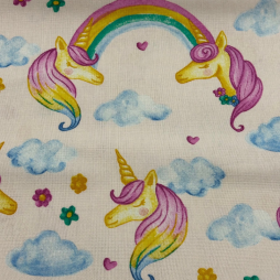Deko- & Canvasstoff „Einhorn & Regenbogen“ | Magischer Stoff für Kinder & Deko