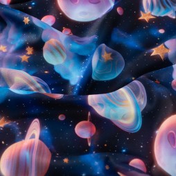 Alpenfleece Weltall Navy | Warmer Stoff für Hoodies & Kinderkleidung