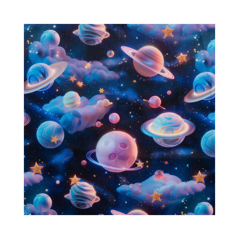 Alpenfleece Weltall Navy | Warmer Stoff für Hoodies & Kinderkleidung