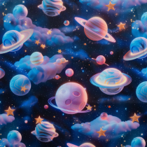 Alpenfleece Weltall Navy | Warmer Stoff für Hoodies & Kinderkleidung