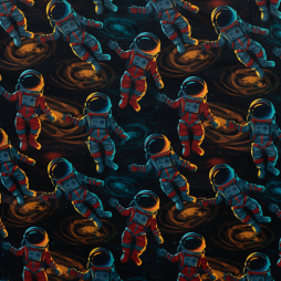 Alpenfleece Astronauten | Warmer Space Stoff für Hoodies & Kinderkleidung